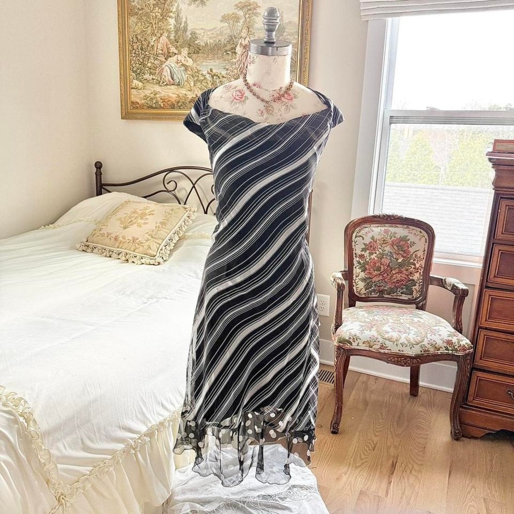 striped fairy dress  black white striped midi dress Ombré tagged a size 14